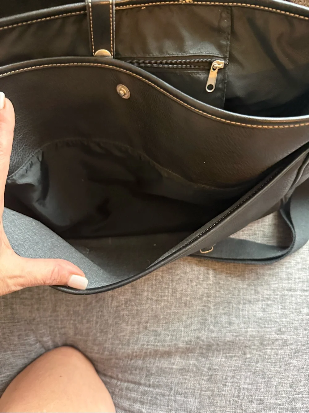 Vintage Gap Faux Leather Black Messenger Bag Briefcase